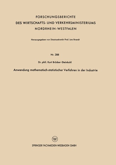 bokomslag Anwendung mathematisch-statistischer Verfahren in der Industrie