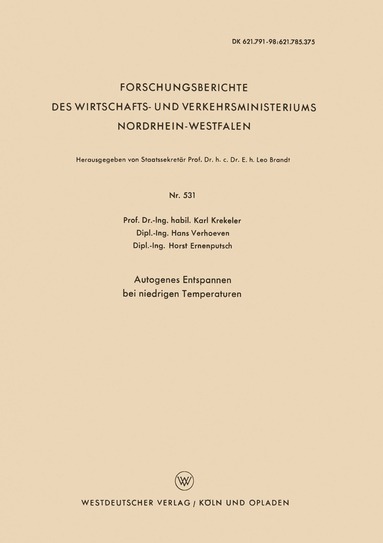 bokomslag Autogenes Entspannen bei niedrigen Temperaturen