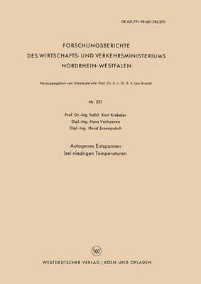 Karl Krekeler - Autogenes Entspannen bei niedrigen Temperaturen, Häftad