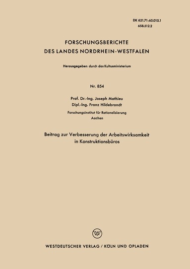 Joseph Mathieu - Beitrag zur Verbesserung der Arbeitswirksamkeit in Konstruktionsbüros, Häftad