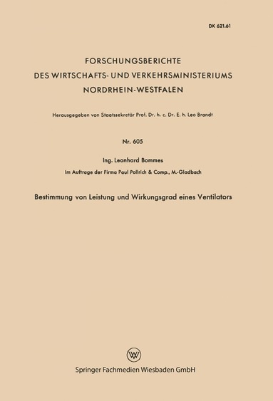 bokomslag Bestimmung von Leistung und Wirkungsgrad eines Ventilators