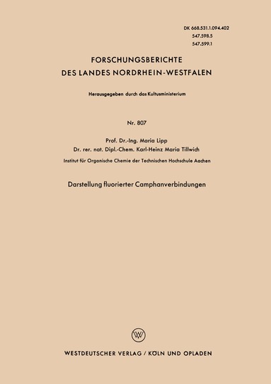 Maria Lipp - Darstellung fluorierter Camphanverbindungen, Häftad