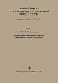 bokomslag Entwicklung Einer Chemisch-Physikalischen Apparatur Zur Bestimmung Kleinster Kohlenoxyd-Konzentrationen