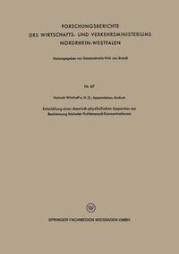 bokomslag Entwicklung einer chemisch-physikalischen Apparatur zur Bestimmung kleinster Kohlenoxyd-Konzentrationen