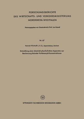 bokomslag Entwicklung Einer Chemisch-Physikalischen Apparatur Zur Bestimmung Kleinster Kohlenoxyd-Konzentrationen