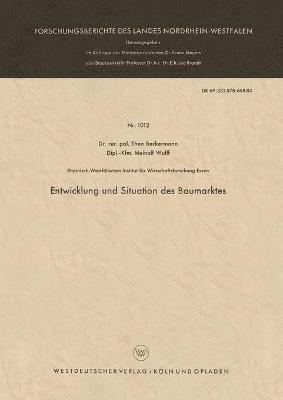 Theo Beckermann - Entwicklung Und Situation Des Baumarktes, Häftad