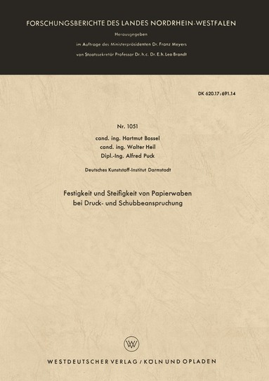 Hartmut Bossel - Festigkeit und Steifigkeit von Papierwaben bei Druck- und Schubbeanspruchung, Häftad