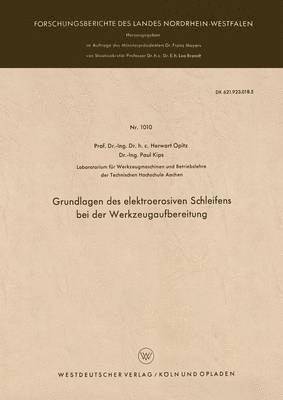 bokomslag Grundlagen des elektroerosiven Schleifens bei der Werkzeugaufbereitung