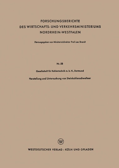 bokomslag Herstellung und Untersuchung von Steinkohlenschwelteer