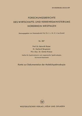 bokomslag Kartei Zur Dokumentation Der Molekülspektroskopie