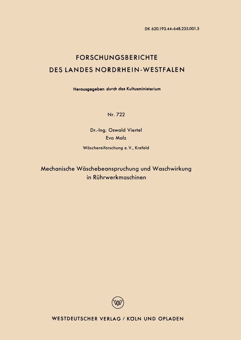 Mechanische Wschebeanspruchung und Waschwirkung in Rhrwerkmaschinen 1