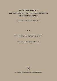 bokomslag Forschungsberichte des Wirtschafts- und Verkehrsministeriums Nordrhein-Westfalen