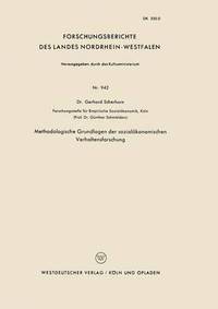bokomslag Methodologische Grundlagen der sozialökonomischen Verhaltensforschung