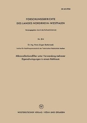 bokomslag Mikrowellenbandfilter unter Verwendung mehrerer Eigenschwingungen in einem Hohlraum