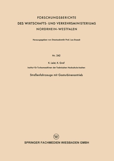 bokomslag Straßenfahrzeuge mit Gasturbinenantrieb