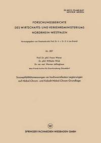 bokomslag Suszeptibilitatsmessungen an hochwarmfesten Legierungen auf Nickel-Chrom- und Kobalt-Nickel-Chrom-Grundlage