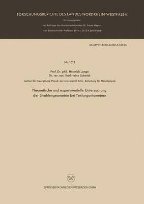 bokomslag Theoretische und experimentelle Untersuchung der Strahlengeometrie bei Texturgoniometern