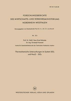 bokomslag Thermochemische Untersuchungen Im System Sio2 Und Na2o -- Sio2
