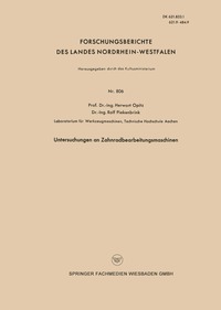 bokomslag Untersuchungen an Zahnradbearbeitungsmaschinen