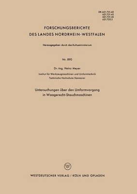 bokomslag Untersuchungen ber den Umformvorgang in Waagerecht-Stauchmaschinen