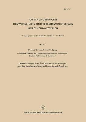 bokomslag Untersuchungen ber die Knochenvernderungen und den Knochenstoffwechsel beim Sudeck-Syndrom