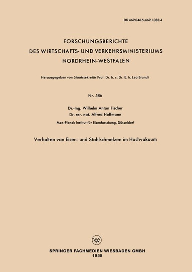 Wilhelm Anton Fischer - Verhalten von Eisen- und Stahlschmelzen im Hochvakuum, Häftad