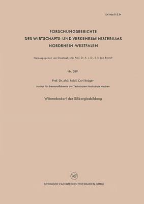 bokomslag Wärmebedarf Der Silikatglasbildung