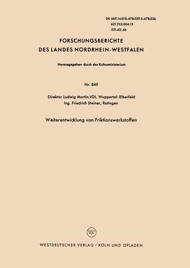 Ludwig Martin - Weiterentwicklung von Friktionswerkstoffen, Häftad