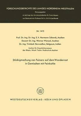 bokomslag Stckigmachung von Feinerz auf dem Wanderrost in Gemischen mit Feinkohle