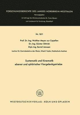 bokomslag Systematik und Kinematik ebener und spharischer Viergelenkgetriebe