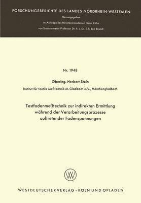 bokomslag Testfadenmetechnik zur indirekten Ermittlung whrend der Verarbeitungsprozesse auftretender Fadenspannungen