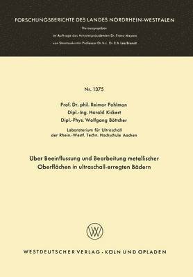 bokomslag ber Beeinflussung und Bearbeitung metallischer Oberflchen in ultraschall-erregten Bdern