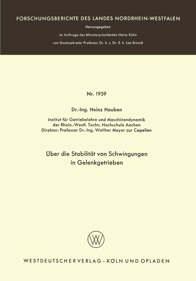 Heinz Houben - Über die Stabilität von Schwingungen in Gelenkgetrieben, Häftad
