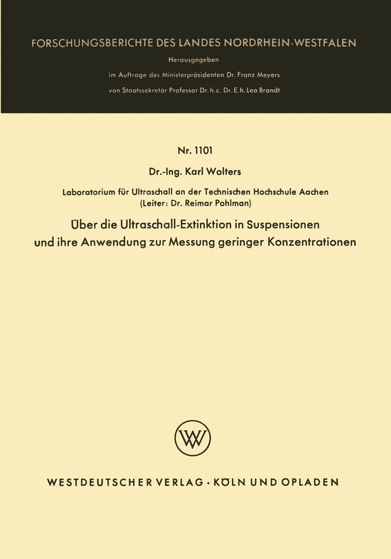 Über die Ultraschall-Extinktion in Suspensionen und ihre Anwendung zur Messung geringer Konzentrationen