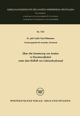 bokomslag Über die Umsetzung von Aceton in Diacetonalkohol unter dem Einfluß von Calciumhydroxyd