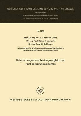 bokomslag Untersuchungen zum Leistungsvergleich der Feinbearbeitungsverfahren