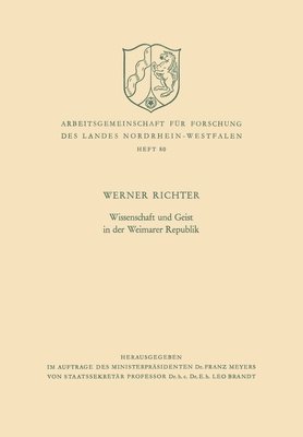 Wissenschaft und Geist in der Weimarer Republik 1