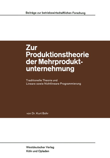 bokomslag Zur Produktionstheorie der Mehrproduktunternehmung