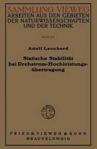 bokomslag Statische Stabilitt bei Drehstrom-Hochleistungsbertragung