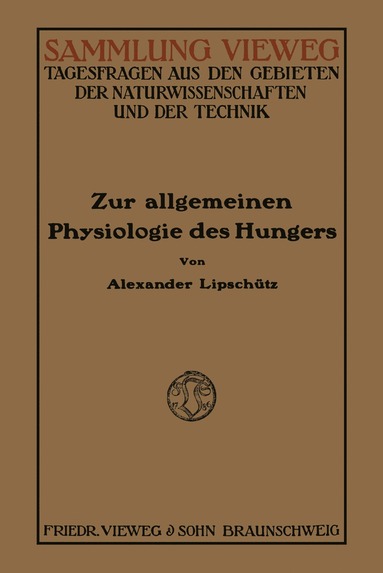 bokomslag Zur Allgemeinen Physiologie des Hungers