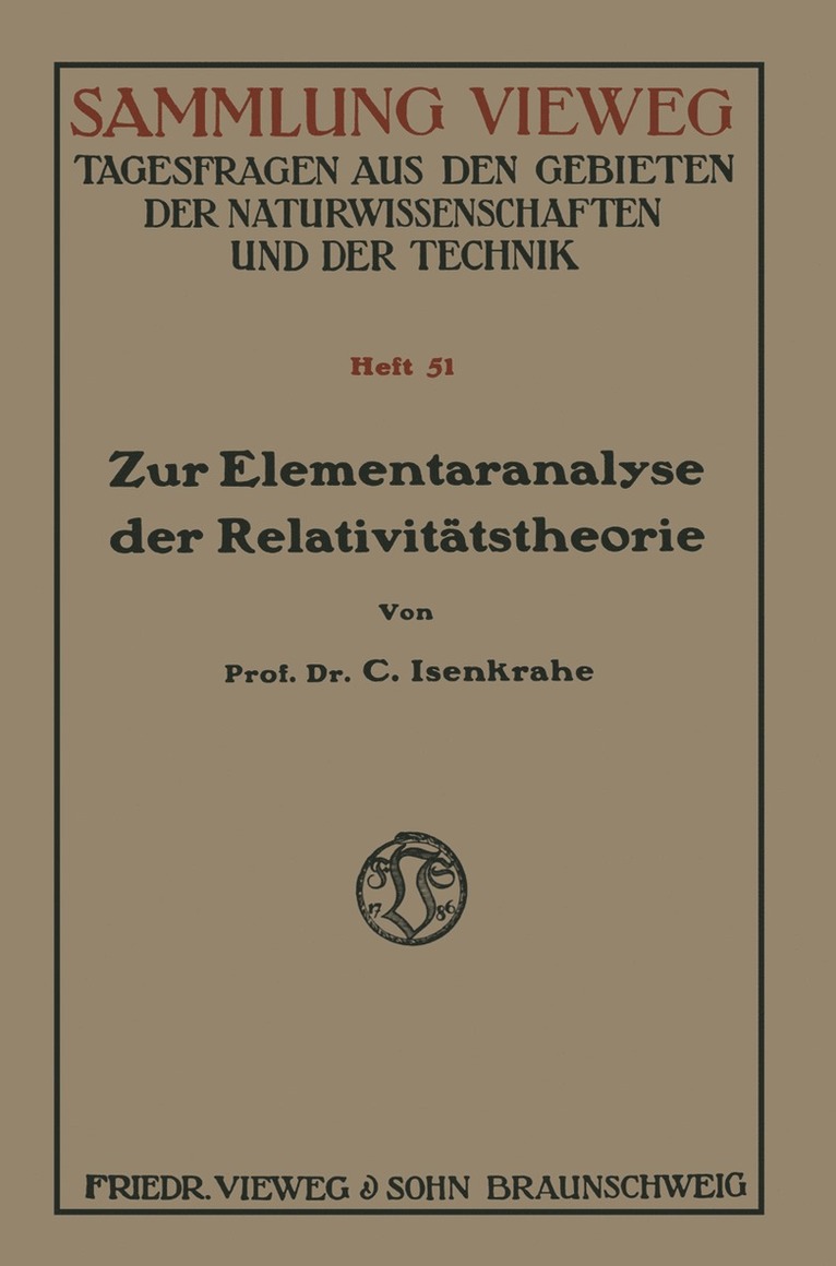 Caspar Isenkrahe - Zur Elementaranalyse der Relativitätstheorie, Häftad