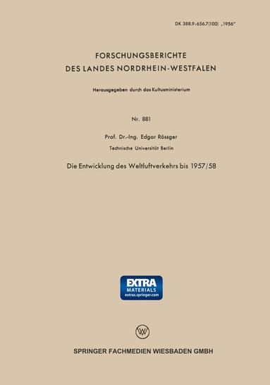 bokomslag Die Entwicklung des Weltluftverkehrs bis 1957/58