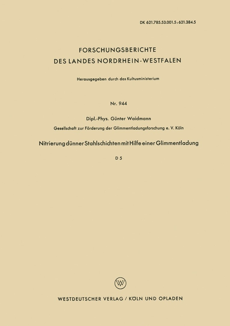 Günter Waidmann - Nitrierung dünner Stahlschichten mit Hilfe einer Glimmentladung, Häftad