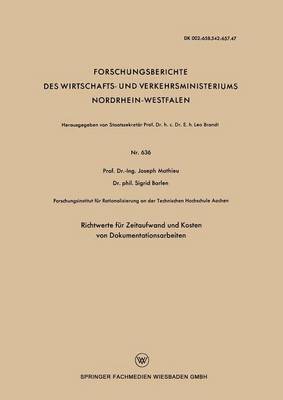 Richtwerte für Zeitaufwand und Kosten von Dokumentationsarbeiten