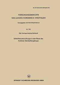 bokomslag Schlechtenuntersuchungen in den Flözen des Aachener Steinkohlengebirges