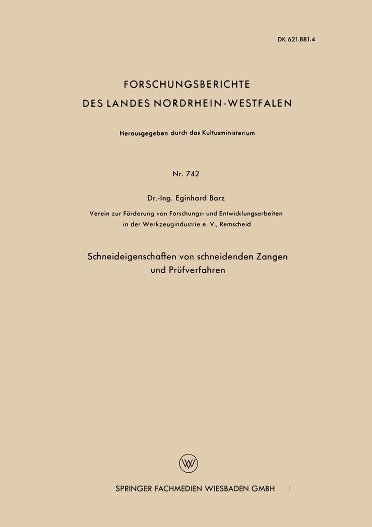 Eginhard Barz - Schneideigenschaften von schneidenden Zangen und Prüfverfahren, Häftad