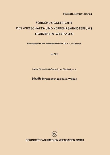 bokomslag Schußfadenspannungen beim Weben