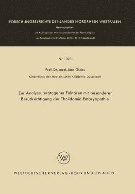 bokomslag Zur Analyse teratogener Faktoren mit besonderer Berucksichtigung der Thalidomid-Embryopathie