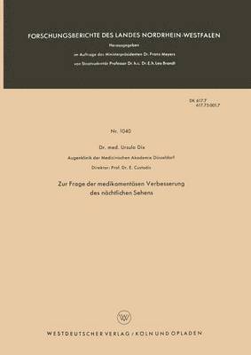 bokomslag Zur Frage der medikamentösen Verbesserung des nächtlichen Sehens