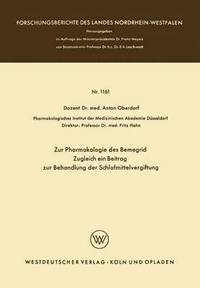 bokomslag Zur Pharmakologie des Bemegrid Zugleich ein Beitrag zur Behandlung der Schlafmittelvergiftung